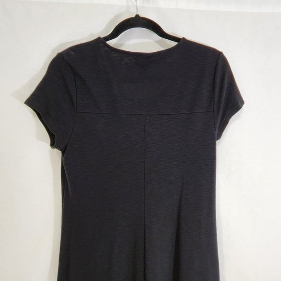 CHICO'S Black Seamed Tee Mixi Dress with Asymmetrical Hem Size 1 (8/M) LIKE NEW - Picture 9 of 16